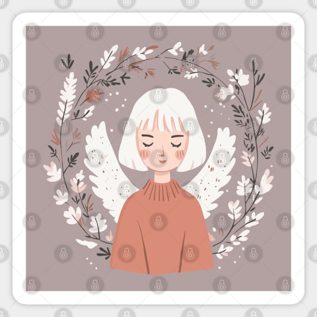 Boho Kawaii Angel – Ethereal Pastel Aesthetic Sticker by TuncGK